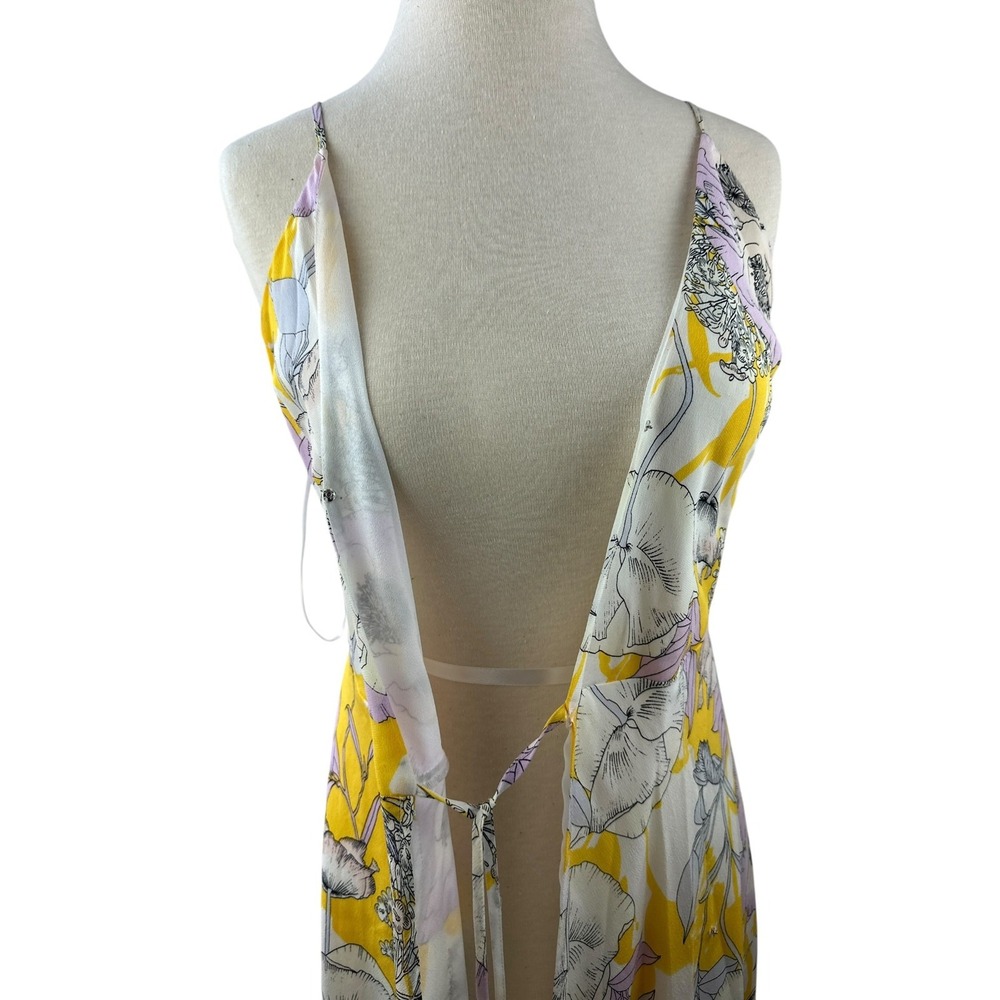 Yumi Kim Anthropologie Silk Floral Maxi Dress Rush Hour Wrap Tie Front Yellow XS - Picture 8 of 16